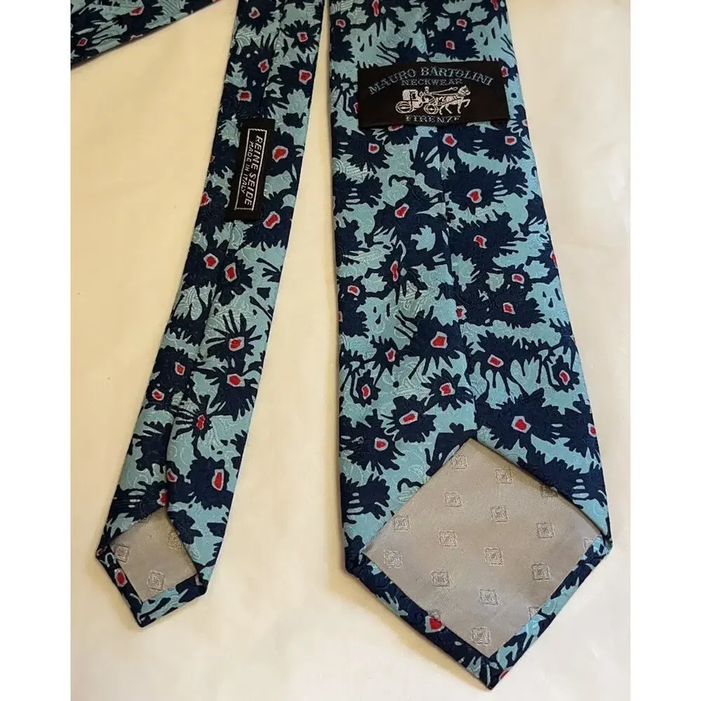 MAURO BARTOLINI Silk Tie - Flowers - Blue